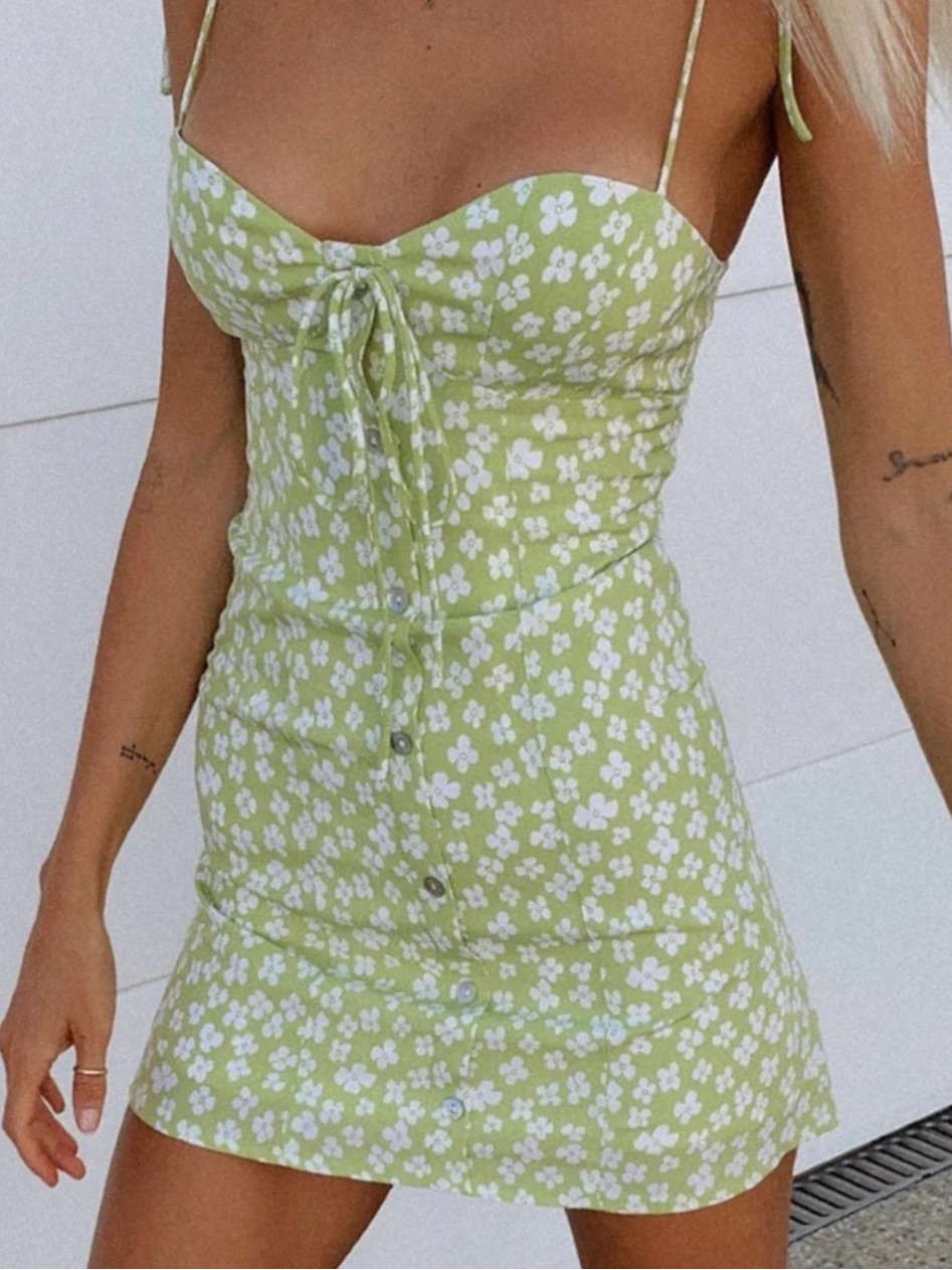 Princess Polly Lara Mini Dress In Green Floral